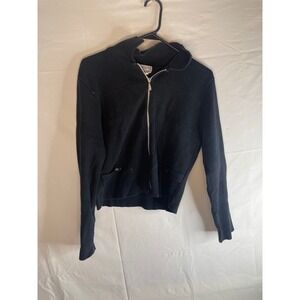 y2k Objects DArt Black Ribbed Full Zip Cotton Sweater Made in USA Medium